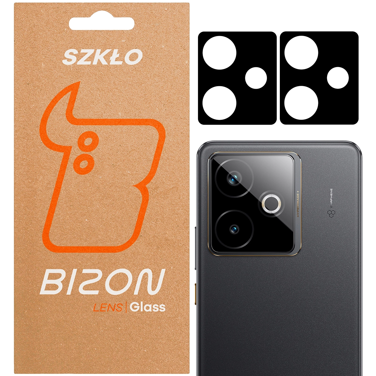 Szkło ochronne Bizon na aparat Silk Lens do Realme GT 7 / Realme GT 7T czarny 2 sztuki