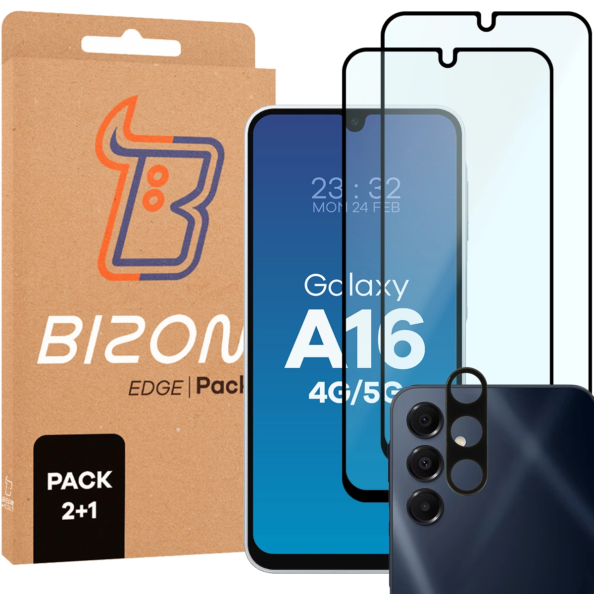 Zestaw ochronny Bizon 2x szkło + szybka na aparat Edge 2 Pack do Samsung Galaxy A16 4G / Samsung Galaxy A16 5G