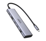UGREEN Revodok 7w1 USB-C do 2x USB-C 3.2 USB-A 3.2 HDMI 4K 60Hz SD/TF PD 100W Szary
