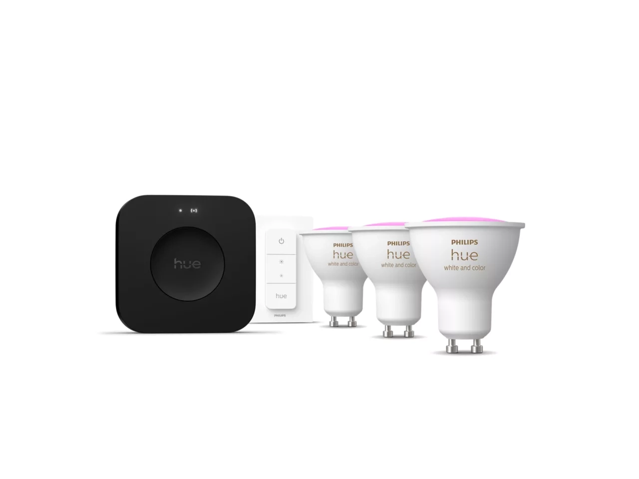 Zestaw Philips Hue White and Colour Ambiance 3 żarówki GU10 + regulator przyciemniania + Bridge Pro
