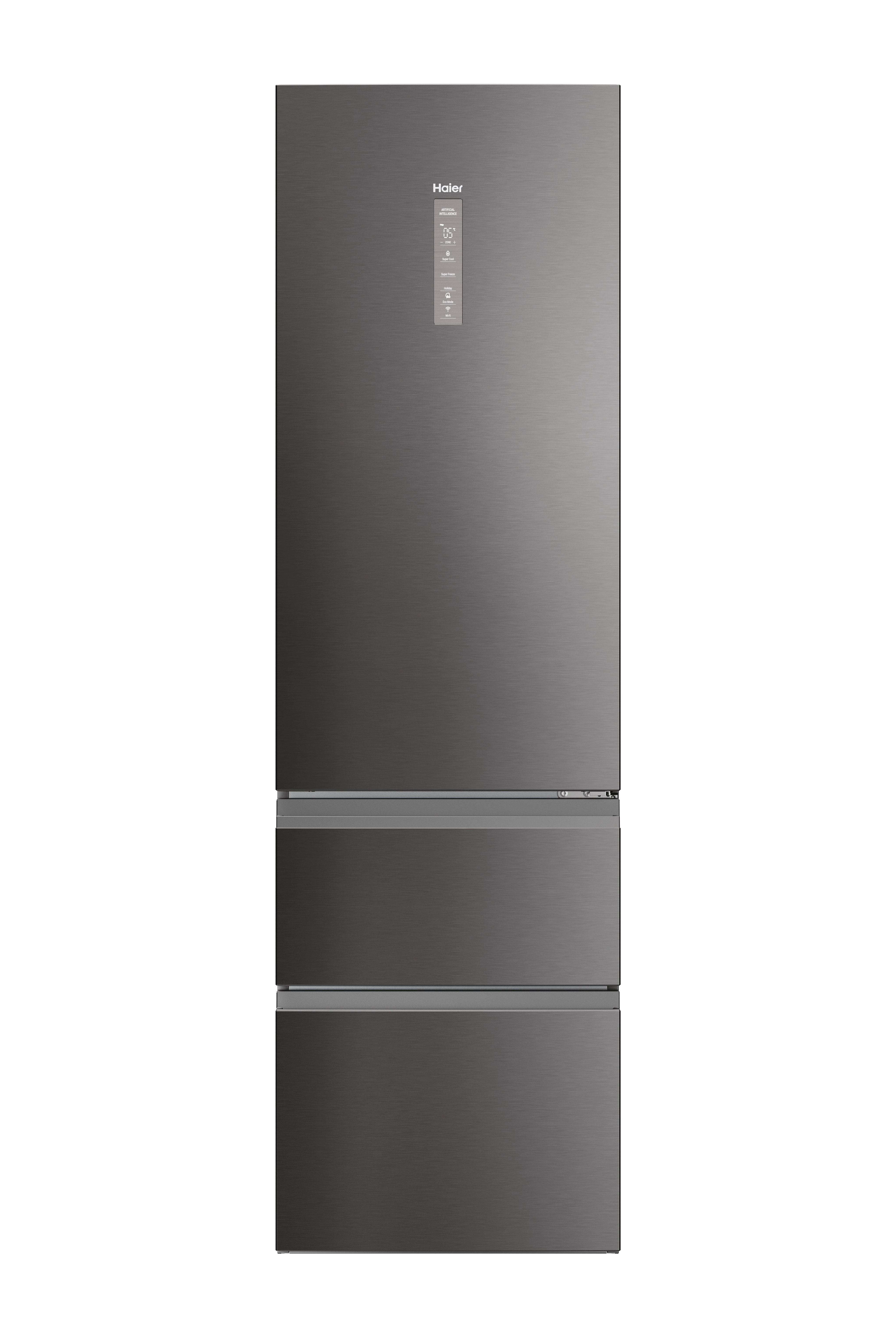 Lodówka Haier HTW7620CNMP No Frost 205cm Szuflada z kontrolą wilgotności Zdalne sterowanie Dark Inox