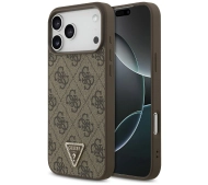 Guess Leather 4G Triangle Strass MagSafe do iPhone 17 Pro Max brązowy
