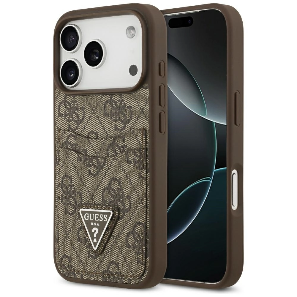 Etui Guess 4G Double Card Triangle do iPhone 17 Pro brązowy