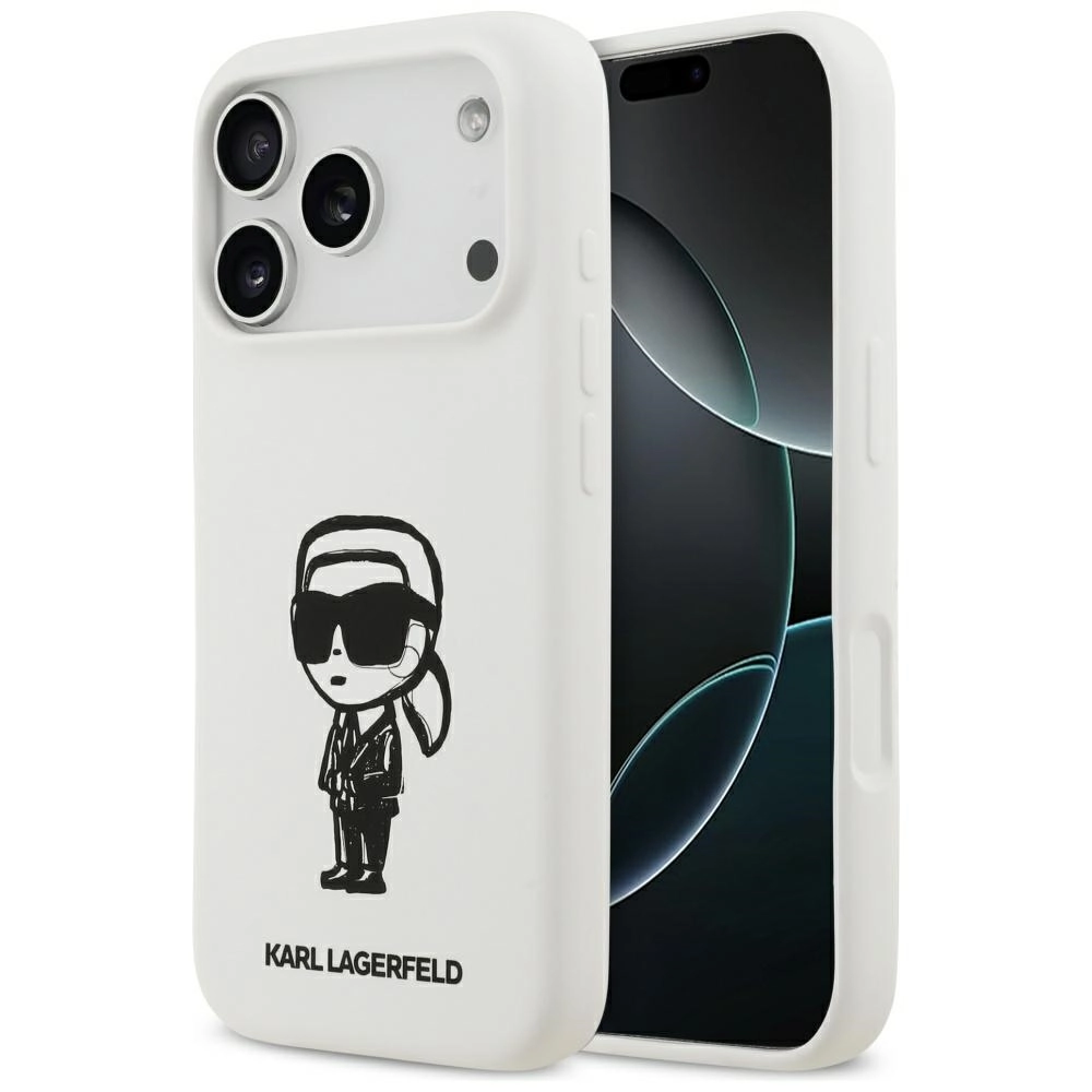 Etui Karl Lagerfeld Silicone Karl Sketch & Logo MagSafe do iPhone 17 Pro Biały