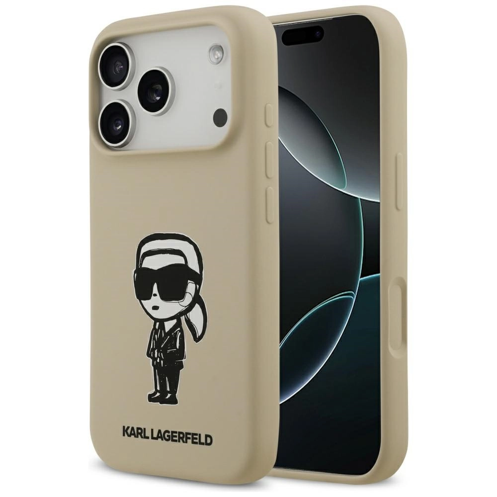 Etui Karl Lagerfeld Silicone Karl Sketch & Logo MagSafe do iPhone 17 Pro Brązowy