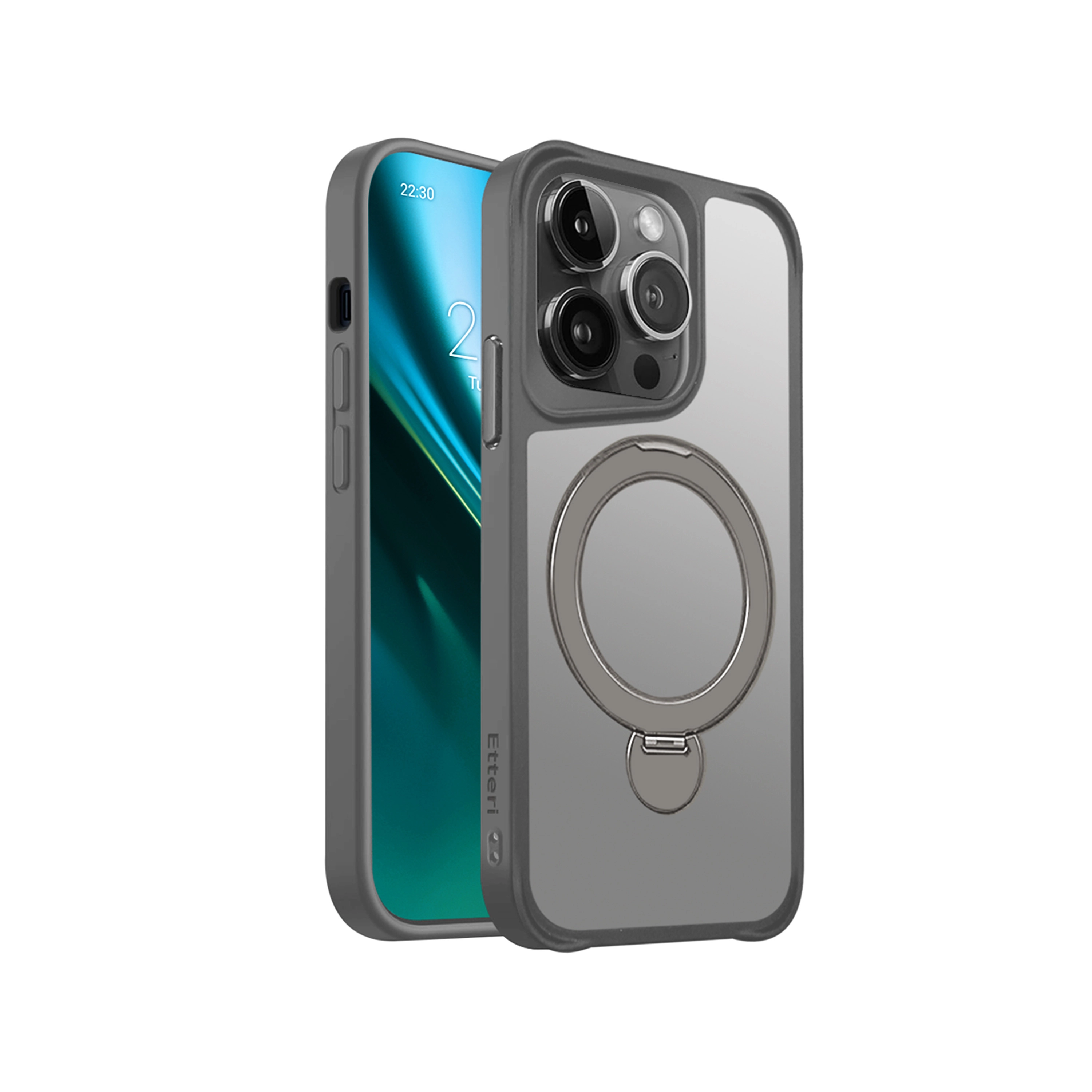 Etui Etteri Matt Mag Ring do iPhone 15 Pro Szary
