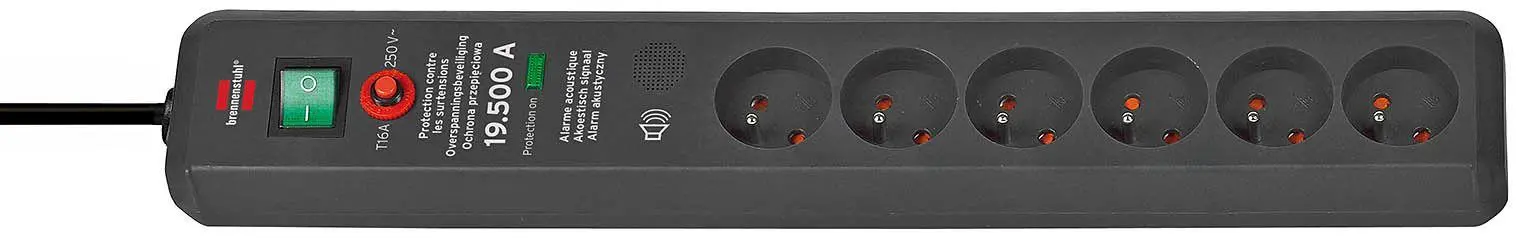 Listwa Brennenstuhl Secure-Tec 144106 6 gniazd 3m Antracyt