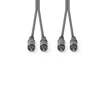 Kabel audio Nedis COTH24200GY50 2x RCA 5m Srebrny