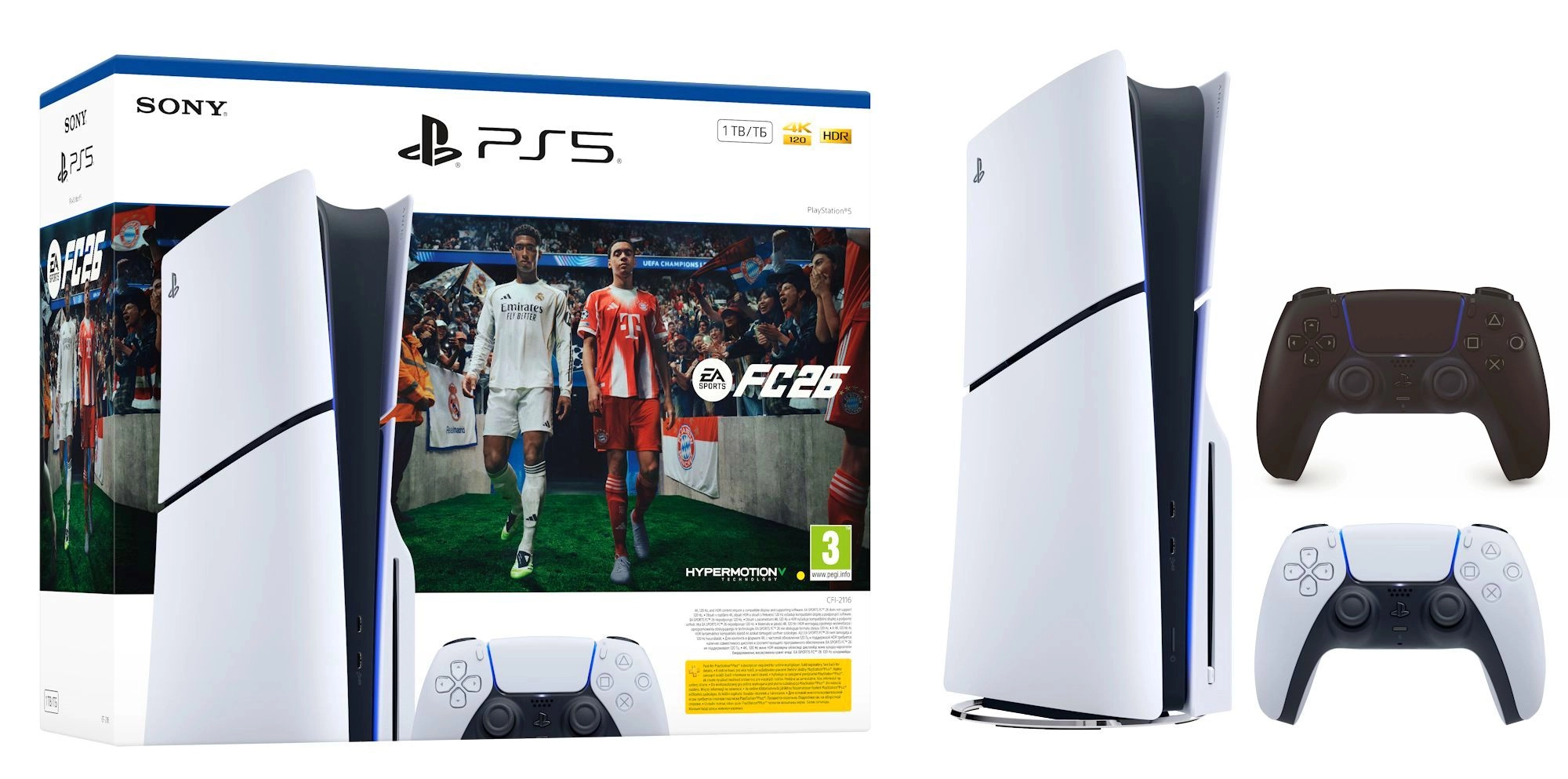 Konsola Sony PlayStation 5 Slim E Chassis (PS5) 1TB z napędem EA SPORTS FC 26 Bundle + Dodatkowy Pad Czarny