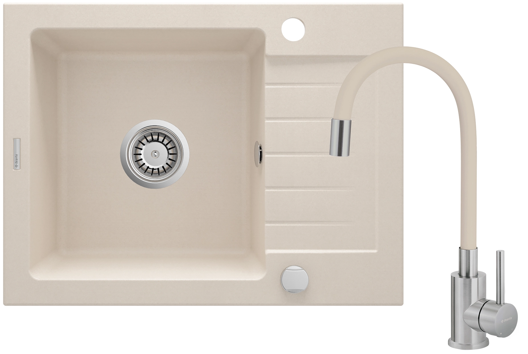 Zlewozmywak Deante ZQZ_511A Beżowy + bateria BOC_5720 Beżowy