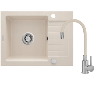 Zlewozmywak Deante ZQZ_511A Beżowy + bateria BOC_5720 Beżowy