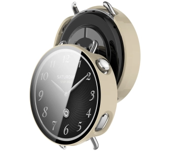 Nakładka na tarczę Bizon ze szkłem do Xiaomi Watch S4 41mm Beżowy
