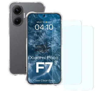 Zestaw ochronny Bizon elastyczne etui Salpa + 2x szkło hartowane Clear Pack do POCO F7
