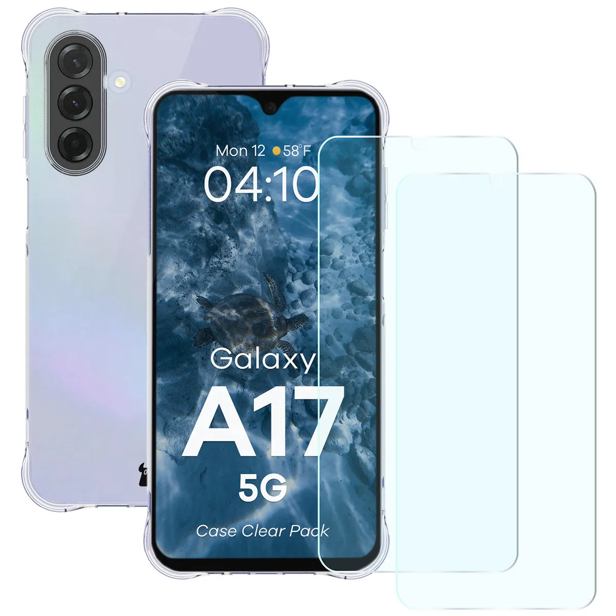 Zestaw ochronny Bizon elastyczne etui Salpa + 2x szkło hartowane Clear Pack do Samsung Galaxy A17 5G