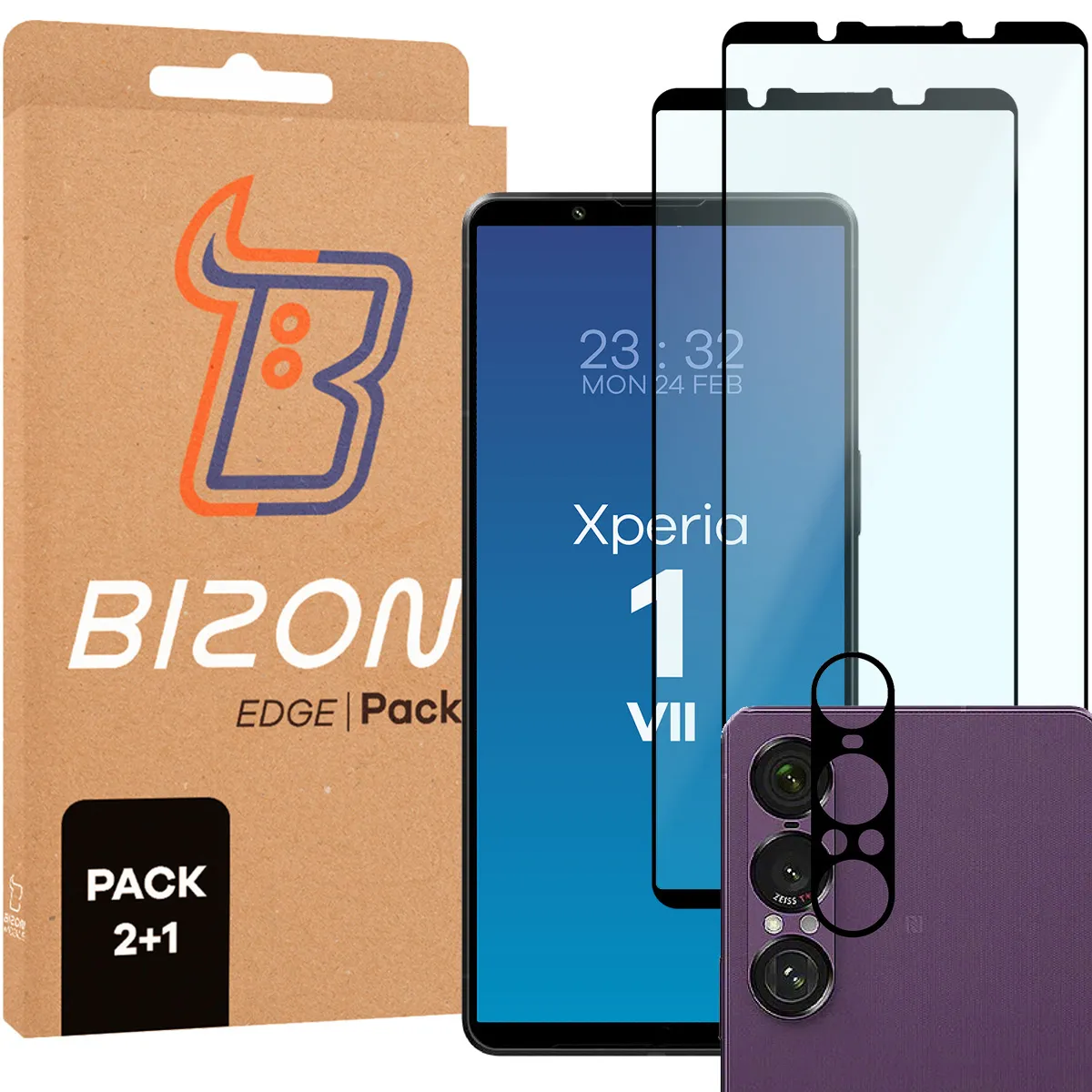 Zestaw ochronny Bizon 2x Szkło + szybka na aparat Edge 2 Pack do Sony Xperia 1 VII