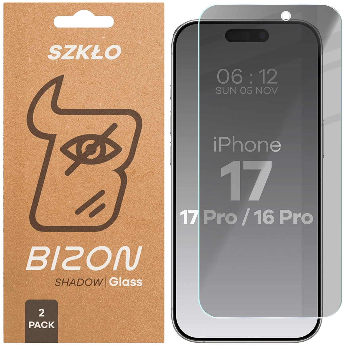 Folia hydrożelowa Bizon prywatyzujące Clear Shadow Duo do iPhone iPhone 17 / 17 Pro / 16 Pro