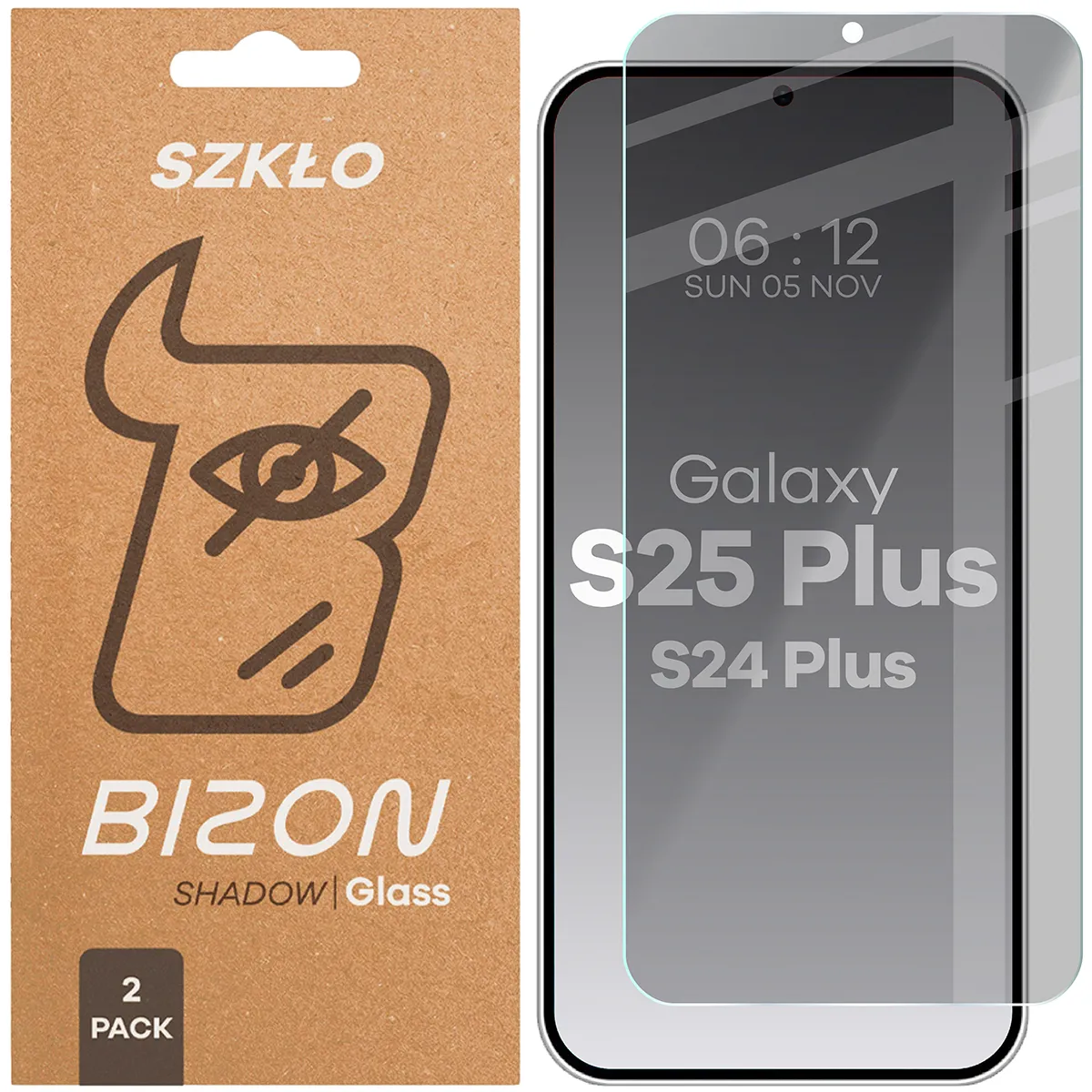 Szkło hartowane Bizon prywatyzujące Clear Shadow Duo do Samsung Galaxy S25 Plus / S24 Plus