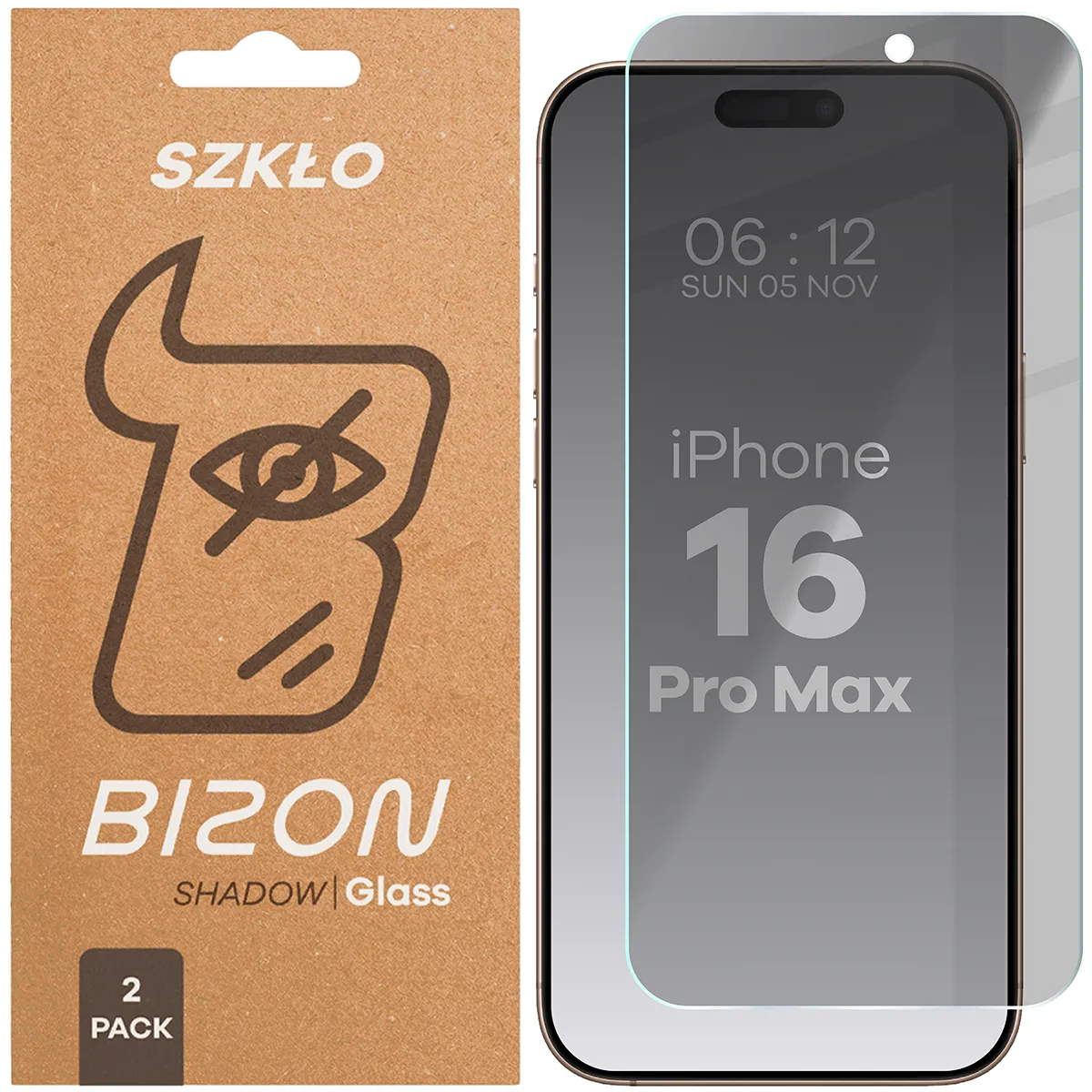 Szkło hartowane Bizon prywatyzujące Clear Shadow Duo do iPhone 16 Pro Max