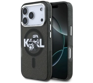 Karl Lagerfeld IML Glitter Karl & Choupette Sketch Logo MagSafe do iPhone 17 Pro Czarny