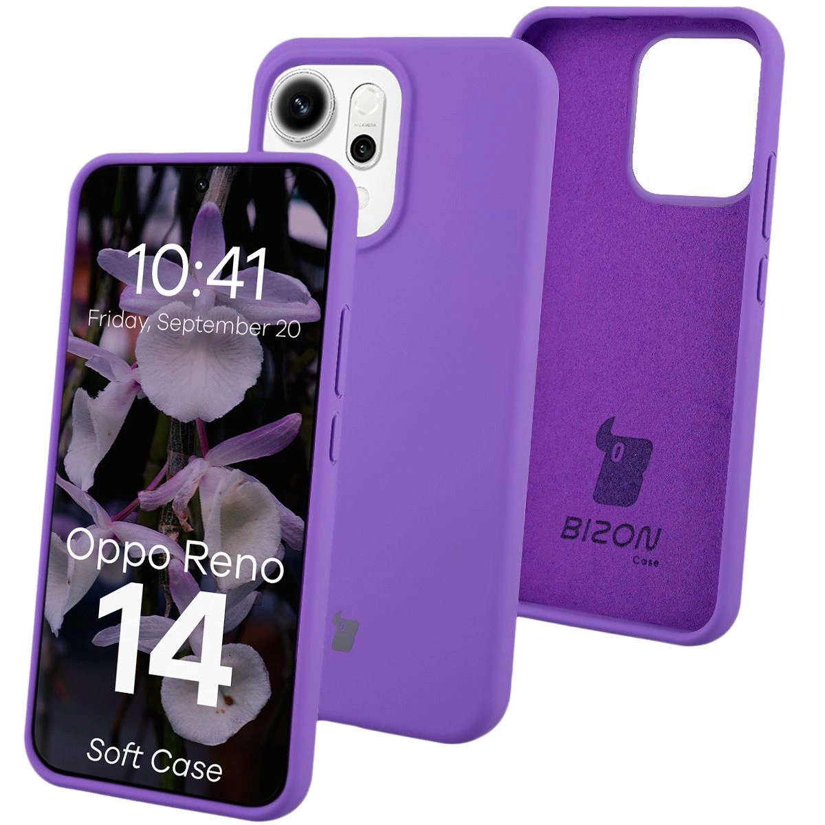 Etui Bizon Silikonowe Soft do Oppo Reno14 Fioletowy