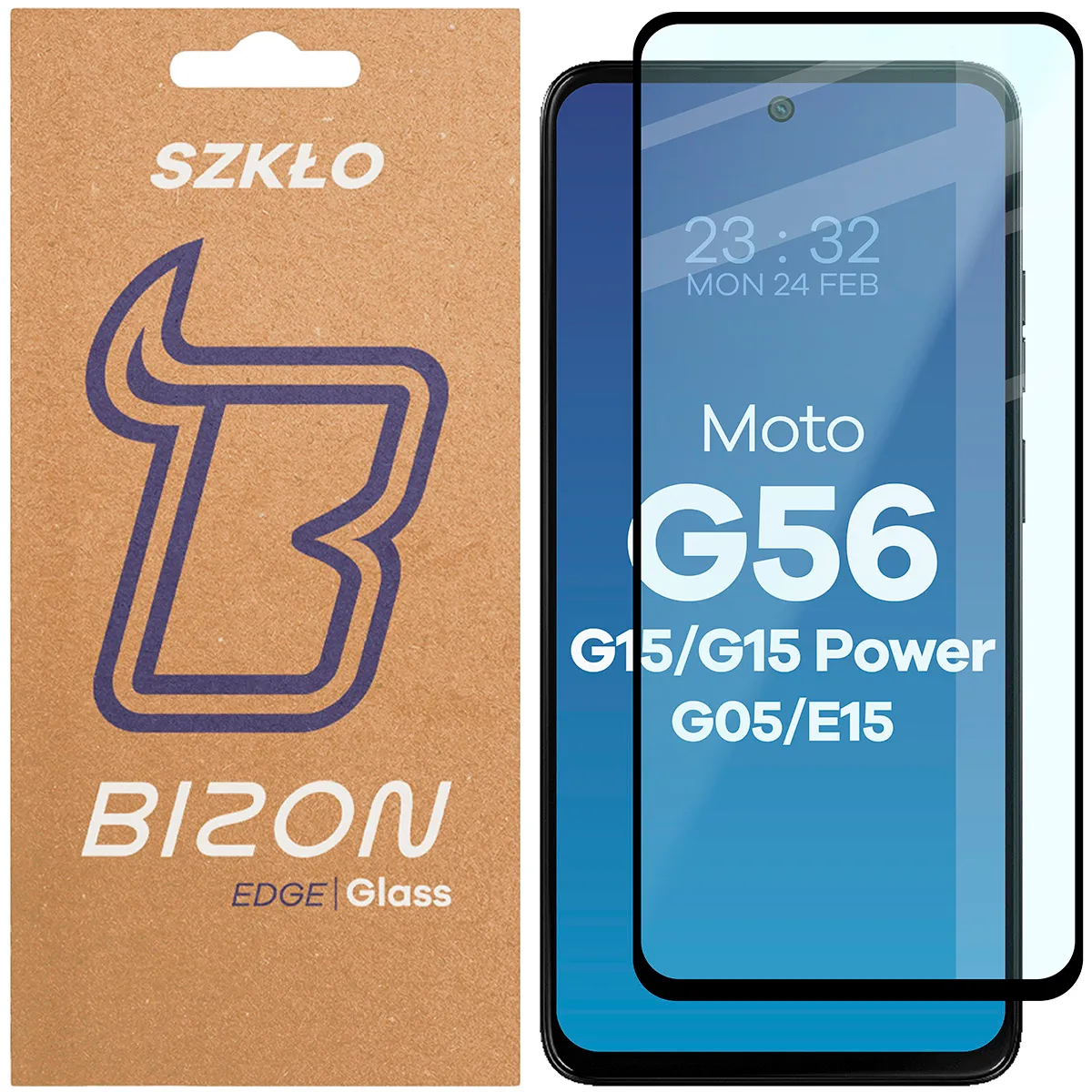 Szkło hartowane Bizon pełne Edge 2 do Motorola Moto G56 5G / G15 5G / G15 Power / G05 / E15
