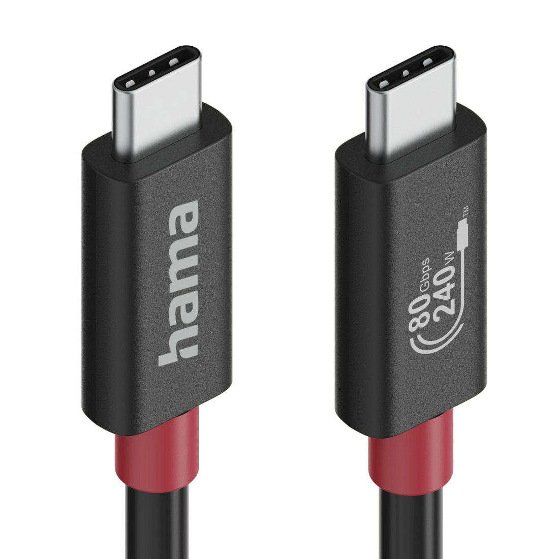 Kabel Hama USB-C do USB-C 80Gpbs 240W 1m Czarno-Czerwony