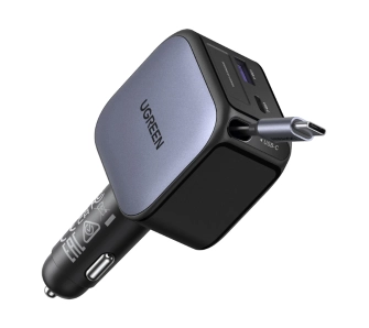 Ładowarka samochodowa UGREEN EC602 2x USB-C USB-A 60W Szary