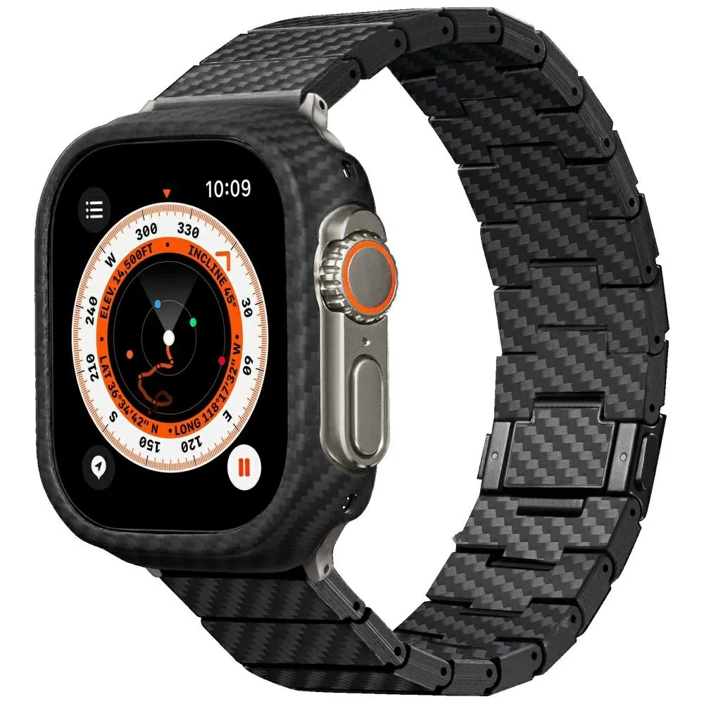 Pasek Pitaka Carbon Fiber Modern do Apple Watch 1/2/3/4/5/6/7/8/9/10/11/SE/SE 3/Ultra/Ultra 2/Ultra 3 Czarno szary