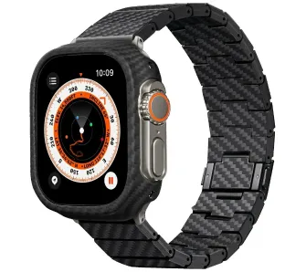 Pasek Pitaka Carbon Fiber Modern do Apple Watch 1/2/3/4/5/6/7/8/9/10/11/SE/SE 3/Ultra/Ultra 2/Ultra 3 Czarno szary