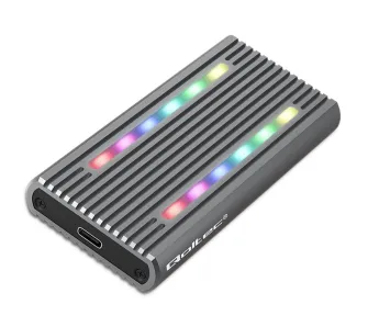 Obudowa Qoltec 52272 M.2 SSD SATA NVMe RGB LED USB-C Szary