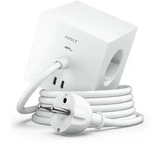 Kostka Avolt 3 gniazda 2x USB-C 3m Biały