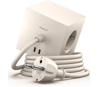 Kostka Avolt 3 gniazda 2x USB-C 3m Beżowy