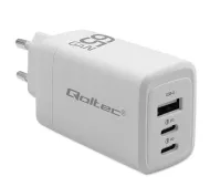 Qoltec Power Pro GaN USB-A 2x USB-C 65W Biały