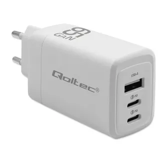 Ładowarka sieciowa Qoltec Power Pro GaN USB-A 2x USB-C 65W Biały