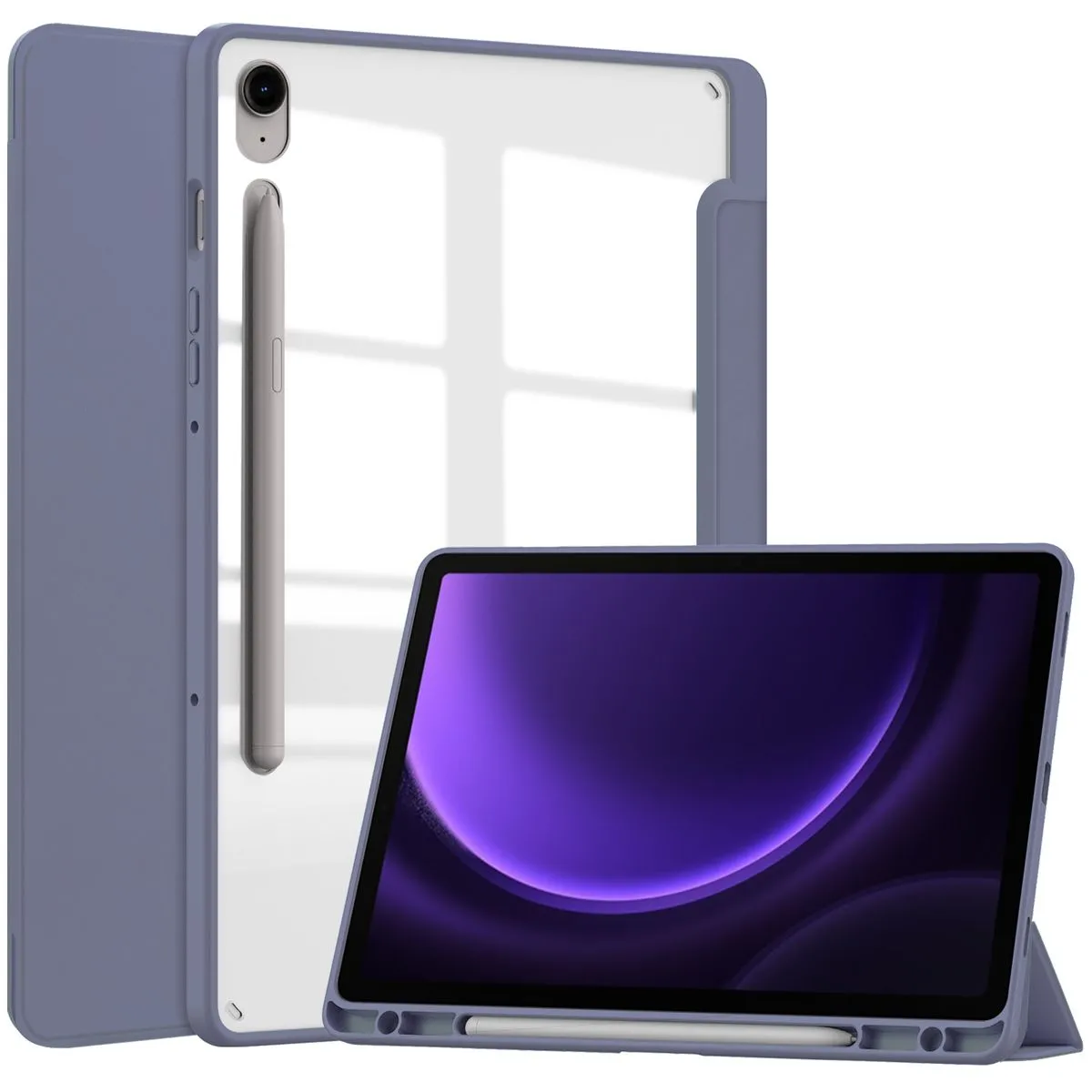 Etui na tablet Bizon Case Tab Clear Matt z klapką do Samsung Galaxy Tab S10 Lite / S10 FE / S9 / S9 FE Lawendowy