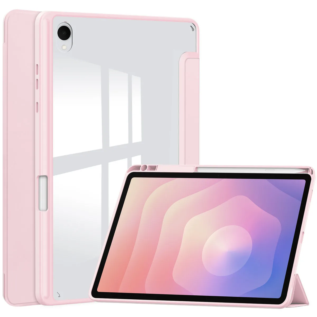 Etui na tablet Bizon Case Tab Clear Matt z klapką do Samsung Galaxy Tab S11 Różowy