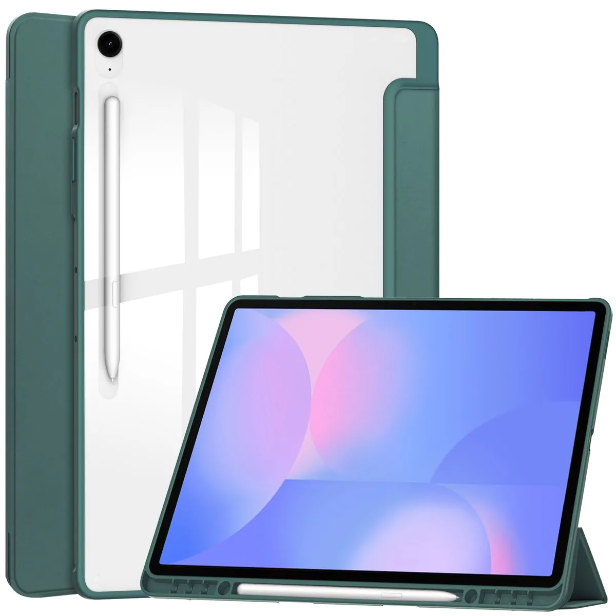 Etui na tablet Bizon Case Tab Clear Matt z klapką do Samsung Galaxy Tab S10 FE Plus Ciemnozielony
