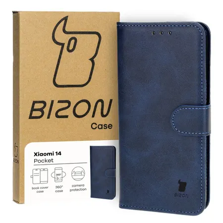 Etui Bizon z klapką Pocket do Xiaomi 14 Granatowy