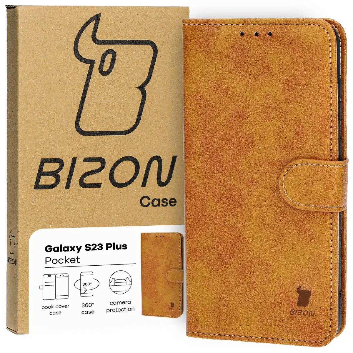 Etui Bizon Pocket do Samsung Galaxy S23 Plus Brązowy