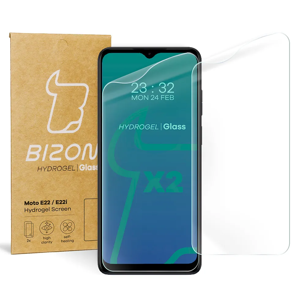 Folia hydrożelowa Bizon na ekran Hydrogel Front Duo do Motorola Moto E22 / E22i 2 sztuki