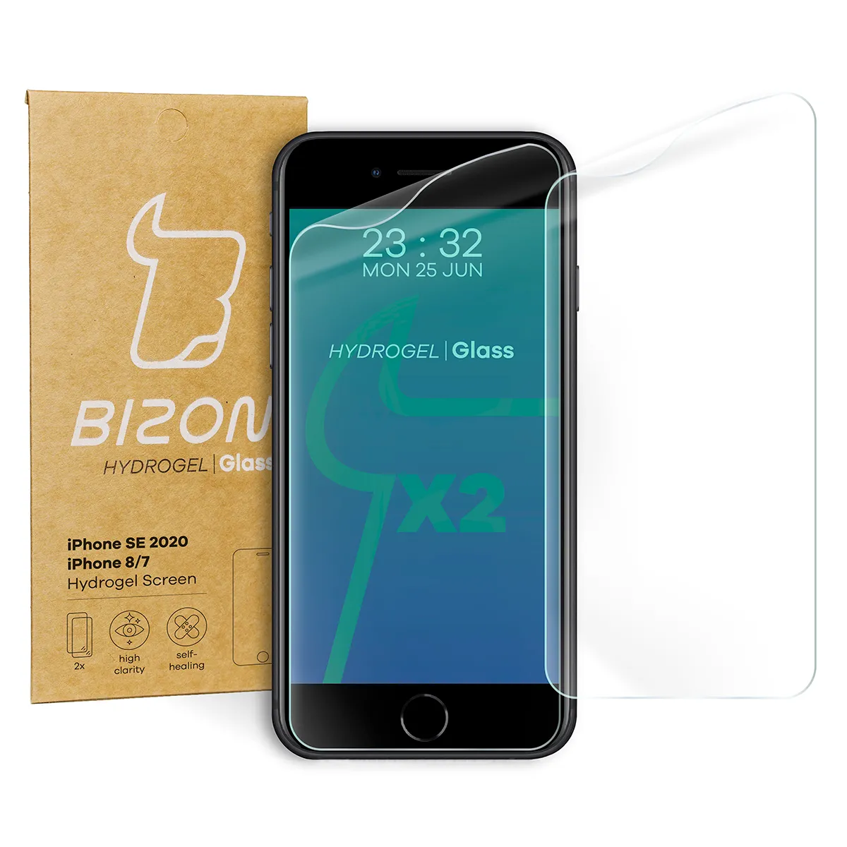 Folia hydrożelowa Bizon na ekran Hydrogel Front Duo do iPhone SE 2022 / 2020 / 8 / 7 2 sztuki