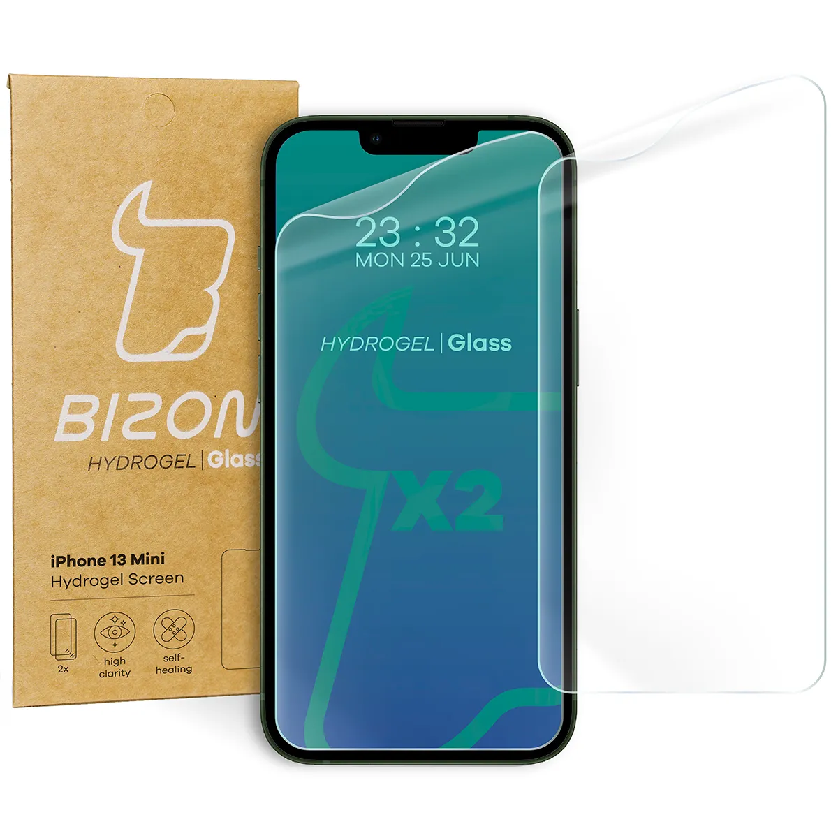 Folia hydrożelowa Bizon na ekran Hydrogel Front Duo do iPhone 13 Mini 2 sztuki