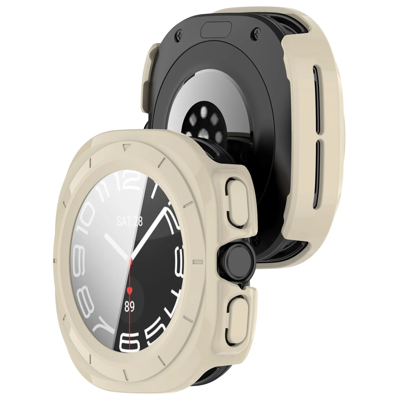 Etui Bizon Case Watch Adamo do Samsung Galaxy Watch Ultra 2 2025 47mm / 1 2024 47mm Beżowy