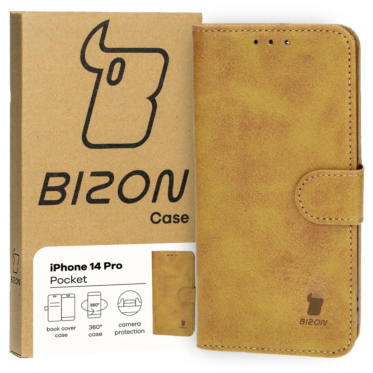 Etui Bizon Pocket do Apple iPhone 14 Pro Brązowy
