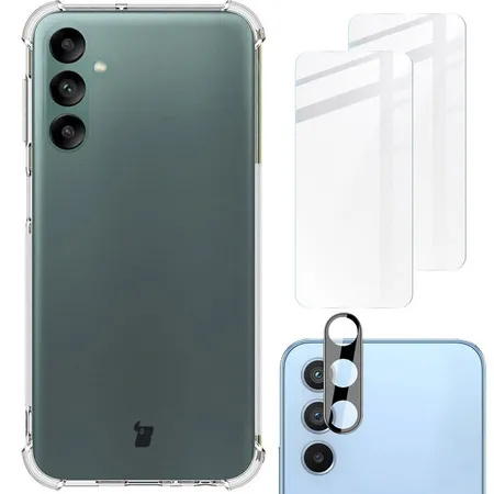 Bizon elastyczne etui + 2x szkło hartowane + szkło na aparat Clear Pack do Samsung Galaxy A24 4G