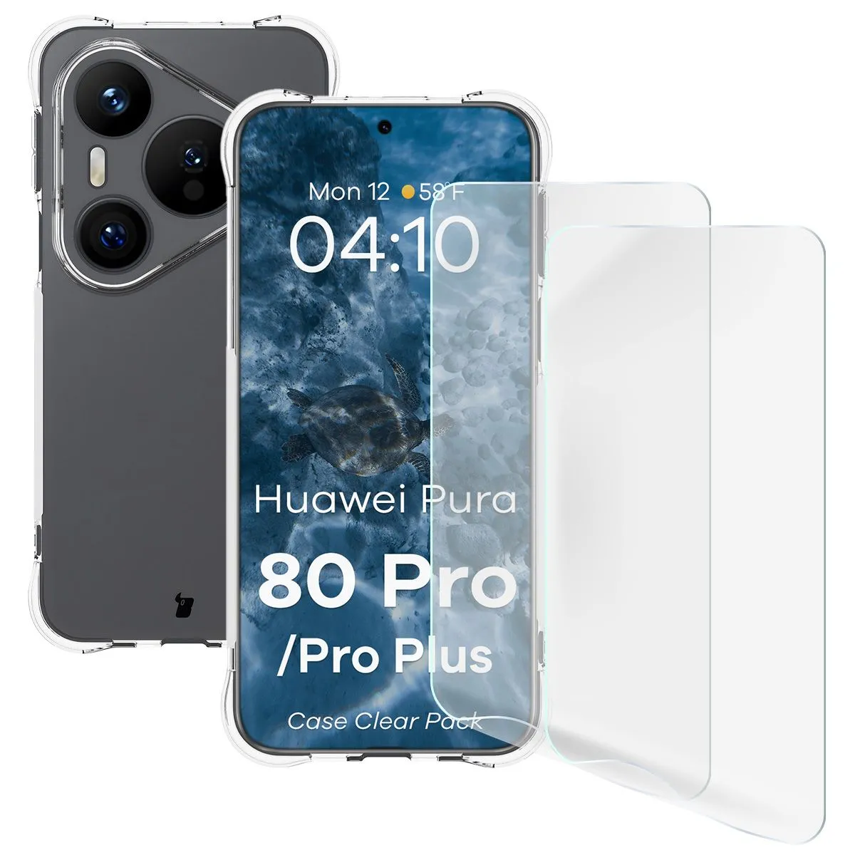 Bizon elastyczne etui + folia ochronna Clear Pack do Huawei Pura 80 Pro / 80 Pro Plus