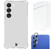 Bizon elastyczne etui + 2x szkło hartowane + szkło na aparat Clear Pack do Samsung Galaxy S23