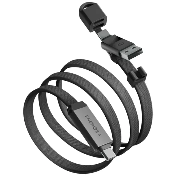 Kabel Energea Sheath Travel 2w1 USB-C do USB-C/USB-A 60W 1,2m Szary
