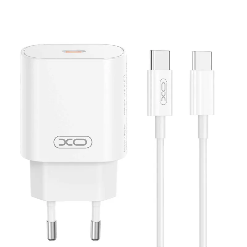 Ładowarka sieciowa XO CE25 USB-C 25W Biały + Kabel USB-C do USB-C