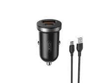 XO CC56 USB-A USB-C 30W Czarny + Kabel USB-A do USB-C